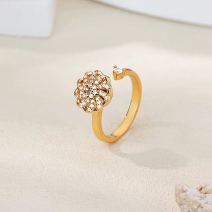 Women'S Spinner Ring Luxury Four Clover Flower Rings for Man Gold Color Anti-Stress Anxiety Fidget Ring Stainless Steel Jewelry