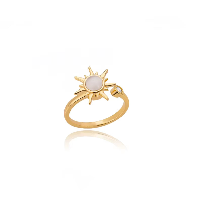 Women'S Spinner Ring Luxury Four Clover Flower Rings for Man Gold Color Anti-Stress Anxiety Fidget Ring Stainless Steel Jewelry