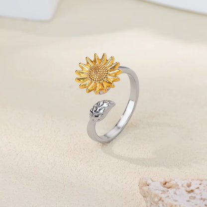 Women'S Spinner Ring Luxury Four Clover Flower Rings for Man Gold Color Anti-Stress Anxiety Fidget Ring Stainless Steel Jewelry