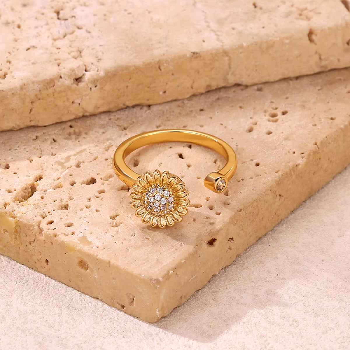Women'S Spinner Ring Luxury Four Clover Flower Rings for Man Gold Color Anti-Stress Anxiety Fidget Ring Stainless Steel Jewelry