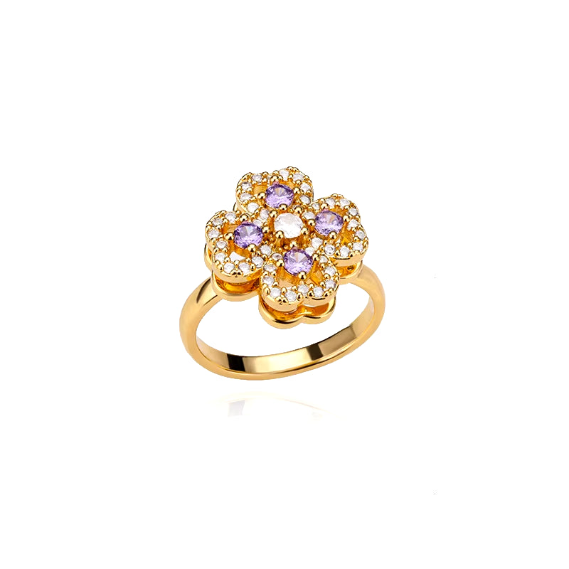 Women'S Spinner Ring Luxury Four Clover Flower Rings for Man Gold Color Anti-Stress Anxiety Fidget Ring Stainless Steel Jewelry