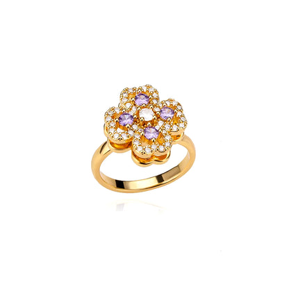 Women'S Spinner Ring Luxury Four Clover Flower Rings for Man Gold Color Anti-Stress Anxiety Fidget Ring Stainless Steel Jewelry