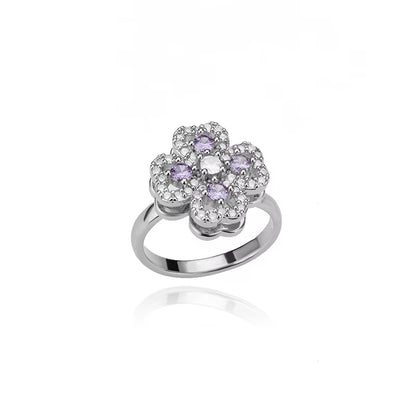 Women'S Spinner Ring Luxury Four Clover Flower Rings for Man Gold Color Anti-Stress Anxiety Fidget Ring Stainless Steel Jewelry