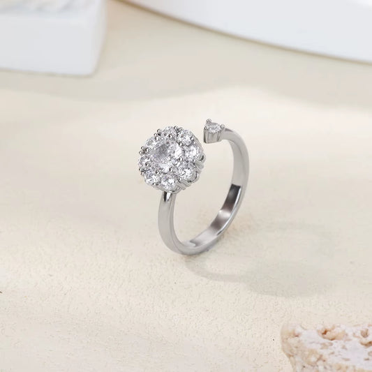 Women'S Spinner Ring Luxury Four Clover Flower Rings for Man Gold Color Anti-Stress Anxiety Fidget Ring Stainless Steel Jewelry
