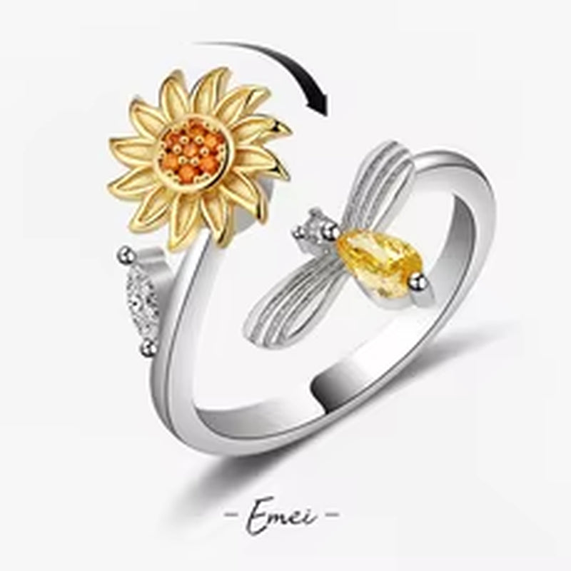 Women'S Spinner Ring Luxury Four Clover Flower Rings for Man Gold Color Anti-Stress Anxiety Fidget Ring Stainless Steel Jewelry