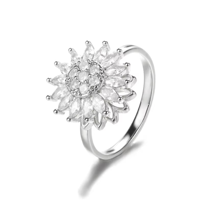 Women'S Spinner Ring Luxury Four Clover Flower Rings for Man Gold Color Anti-Stress Anxiety Fidget Ring Stainless Steel Jewelry