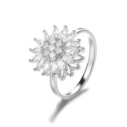 Women'S Spinner Ring Luxury Four Clover Flower Rings for Man Gold Color Anti-Stress Anxiety Fidget Ring Stainless Steel Jewelry