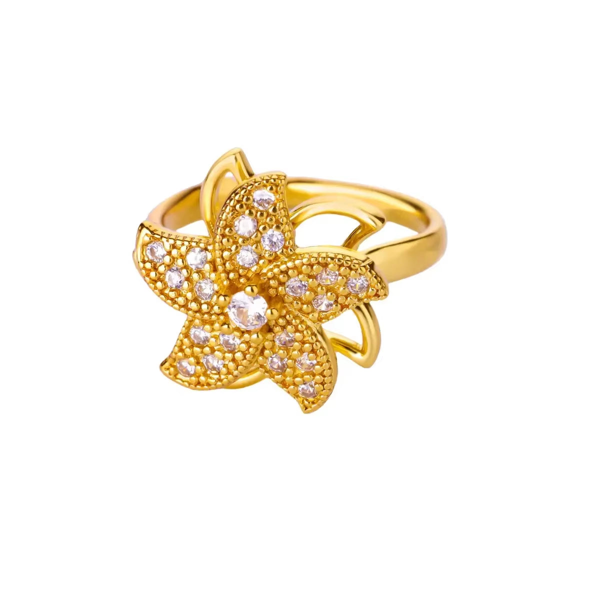Women'S Spinner Ring Luxury Four Clover Flower Rings for Man Gold Color Anti-Stress Anxiety Fidget Ring Stainless Steel Jewelry