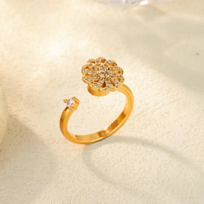 Women'S Spinner Ring Luxury Four Clover Flower Rings for Man Gold Color Anti-Stress Anxiety Fidget Ring Stainless Steel Jewelry