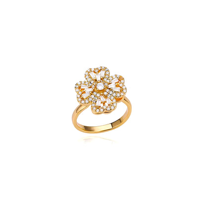 Women'S Spinner Ring Luxury Four Clover Flower Rings for Man Gold Color Anti-Stress Anxiety Fidget Ring Stainless Steel Jewelry